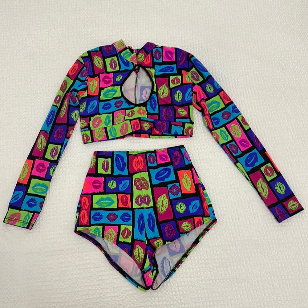 Neon Pop Lip Print Top - Multicolor